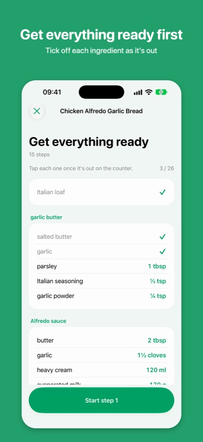 Prep checklist to get everything ready first